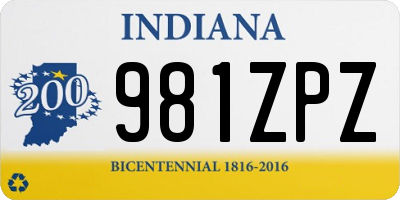 IN license plate 981ZPZ