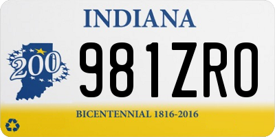 IN license plate 981ZRO