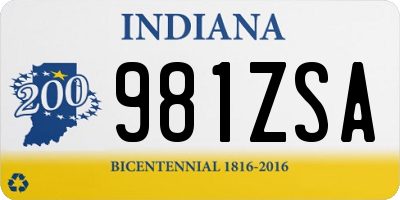 IN license plate 981ZSA