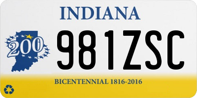 IN license plate 981ZSC