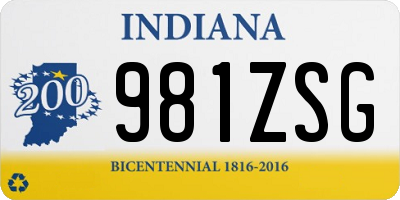 IN license plate 981ZSG