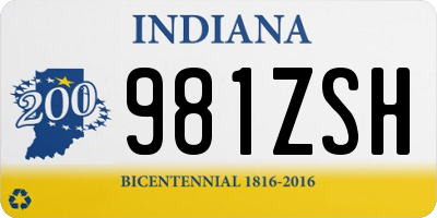 IN license plate 981ZSH