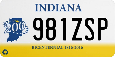 IN license plate 981ZSP