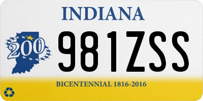 IN license plate 981ZSS