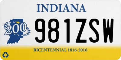 IN license plate 981ZSW