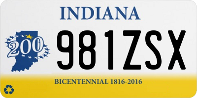 IN license plate 981ZSX