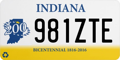 IN license plate 981ZTE