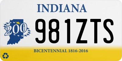 IN license plate 981ZTS