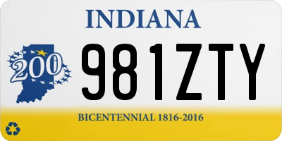 IN license plate 981ZTY