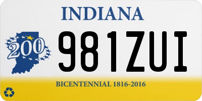 IN license plate 981ZUI