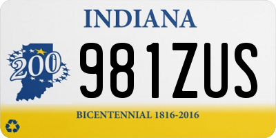 IN license plate 981ZUS