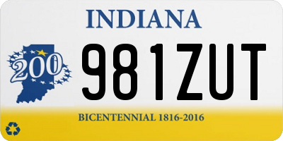IN license plate 981ZUT