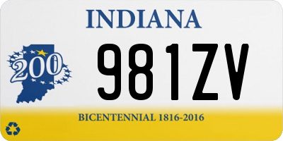 IN license plate 981ZV