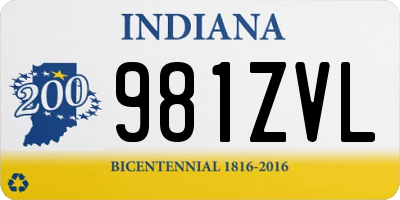 IN license plate 981ZVL