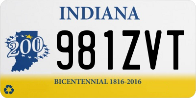 IN license plate 981ZVT