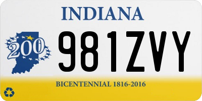 IN license plate 981ZVY