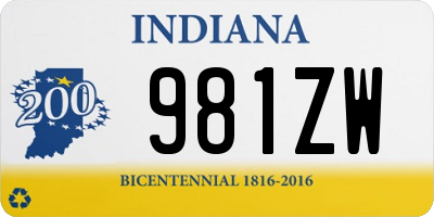IN license plate 981ZW