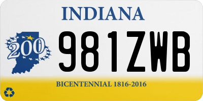 IN license plate 981ZWB