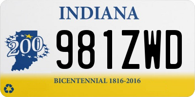 IN license plate 981ZWD