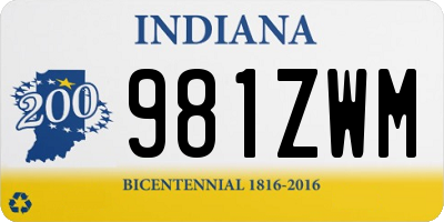 IN license plate 981ZWM