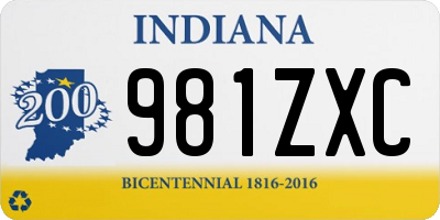 IN license plate 981ZXC