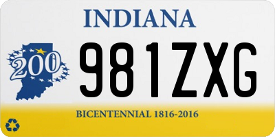 IN license plate 981ZXG