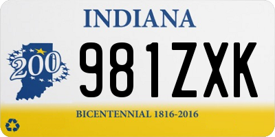 IN license plate 981ZXK