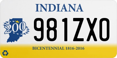 IN license plate 981ZXO