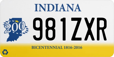 IN license plate 981ZXR