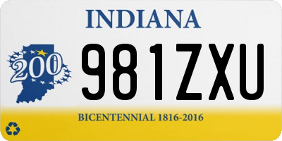 IN license plate 981ZXU