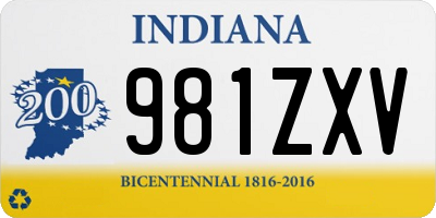 IN license plate 981ZXV