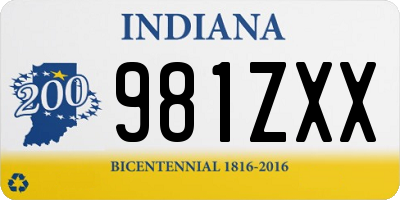 IN license plate 981ZXX