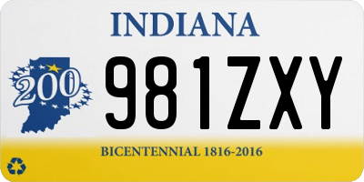 IN license plate 981ZXY