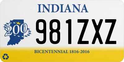 IN license plate 981ZXZ