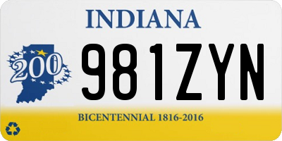 IN license plate 981ZYN