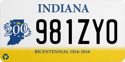 IN license plate 981ZYO