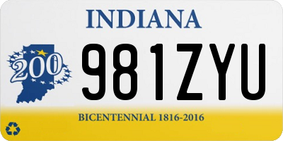 IN license plate 981ZYU