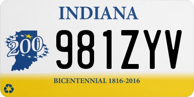 IN license plate 981ZYV