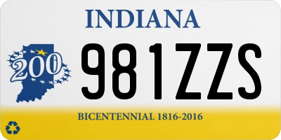 IN license plate 981ZZS