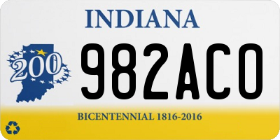 IN license plate 982ACO
