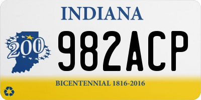 IN license plate 982ACP