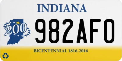 IN license plate 982AFO