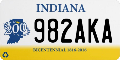 IN license plate 982AKA