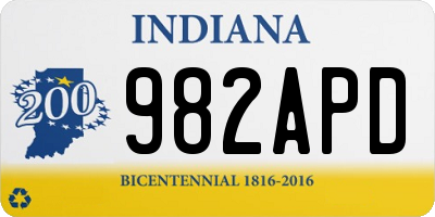 IN license plate 982APD