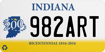 IN license plate 982ART