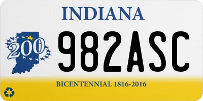 IN license plate 982ASC