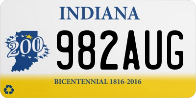 IN license plate 982AUG