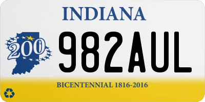 IN license plate 982AUL