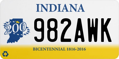 IN license plate 982AWK