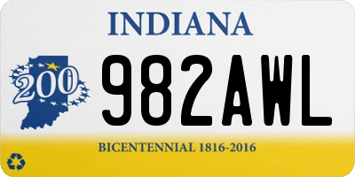 IN license plate 982AWL